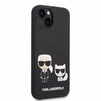 Karl Lagerfeld KLHMP14MSSKCK iPhone 14 Plus 6.7 "cietais viedtālruņa apvalks melns / melns šķidrais silikona Karl & Choupette MagSafe