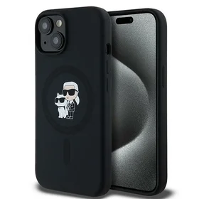 Karl Lagerfeld silikona Karl&Choupette magnētiskais viedtālruņa apvalks iPhone 15 Plus / 14 Plus - melns