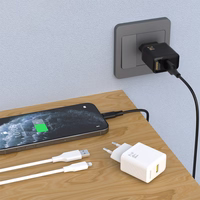 Dudao A23LEU 2.4A GaN EU USB-A Wall Lādētājs with USB-A to Lightning Kabelis - Balts