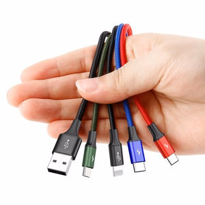 Baseus kabelis USB 4in1 Lightning / 2x USB Type C / micro USB ar neilona pīnumu 3.5A 1.2m melns