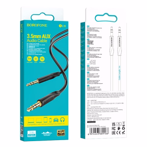 Borofone AUX kabelis BL16 - 3,5 mm ligzda uz 3,5 mm ligzdu - 1 metrs melns