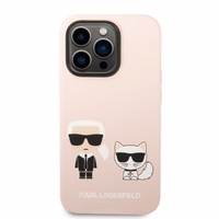 Karl Lagerfeld KLHMP14XSSKCI iPhone 14 Pro Max 6.7" cietais apvalks gaiši rozā/gaiši rozā Silikona Karl & Choupette Magnētiskais