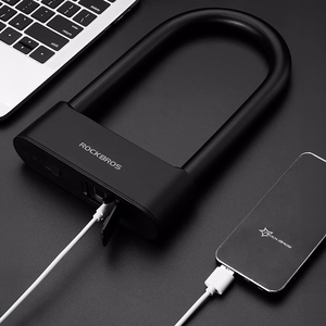 Rockbros 32210818001 SMART velosipēda slēdzene ar pirkstu nospiedumu lasītāju un Bluetooth savienojumu - melna