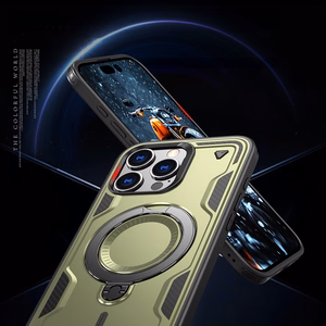 Hybrid Armor Trendy viedtālruņa apvalks ar MagSafe iPhone 16 Pro - zaļš
