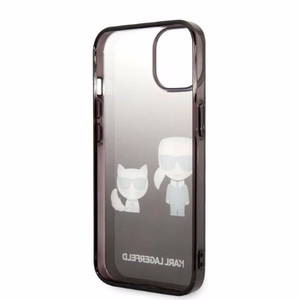 Karl Lagerfeld KLHCP14STGKCK iPhone 14 6,1 "cietais apvalks melns / melns Gradients Ikonik Karls & Choupette