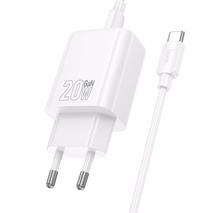 Lādētājs Hoco USB-C QC PD 20W + kabelis USB-C uz USB-C N60 balts