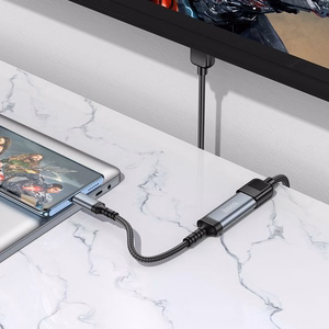 Konversijas kabelis no USB C uz HDMI sieviešu Hoco 4K 30Hz 0,2 m UA43A tērauda pelēks