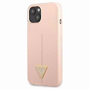 Guess GUHCP13MSLTGP iPhone 13 6.1" rozā cietais apvalks silikona trīsstūris