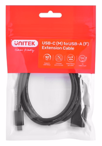 Kabeļa adapteris Unitek (C476BK-1M) USB-C (M) - USB-A (F) 10Gbps 60 W