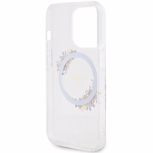 Guess IML Ziedu vainags Magnētiskais apvalks iPhone 15 Pro - caurspīdīgs