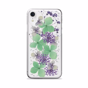 Puro Glam Hippie Chic vāciņš ierīcei iPhone XR, ar īstām zaļām ziedlapiņām