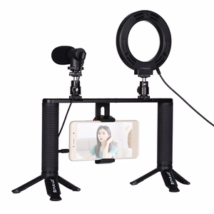 Blogošanas viedtālruņa video komplekts (LED gredzena lampa, statīvs, telefona turētājs, mikrofons)
