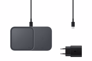 Samsung Duo EP-P5400TBEGEU 15W indukcijas lādētājs ar tīkla lādētāju un barošanas kabeli - melns