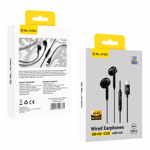 Blavec BHS-02 USB-C austiņas bez silikona uzgaļiem, ar mikrofonu un DAC (BHS02-B), melnas