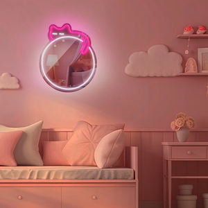 Neon MIRROR LED SLEEPING CAT balts rozā FMNE03 Forever Light