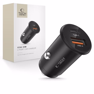 Tech-Protect CC02 35W Car Charger 2-Port USB-C / USB-A - Black