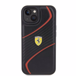 Ferrari FEHCP15SPTWK iPhone 15 6.1" melns/melns cietais apvalks Twist Metal Logo