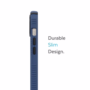 Speck Presidio2 Grip vāciņš ierīcei iPhone 15 Plus / 14 Plus, ar neslīdošu satvērienu, “Coastal Blue / Black / White” krāsu kombinācija