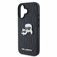 Karl Lagerfeld Monogram Karl & Choupette Head Pin viedtālruņa apvalks iPhone 16 Plus - melns