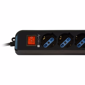 Techly IUPS-PCP-6V – pagarinātājs ar 6 kontaktligzdām un VDE spraudni, melns