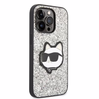 Karl Lagerfeld KLHCP14LG2CPS iPhone 14 Pro 6.1" sudraba/sudraba cietais apvalks Spīdumi Choupette uzlīme
