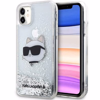 Karl Lagerfeld KLHCN61LNCHCS iPhone 11/XR sudraba/sudraba cietais apvalks Mirdzošs Choupette Galva