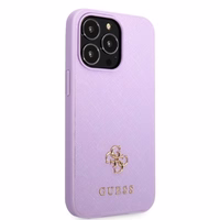 Guess GUHCP13LPS4MU iPhone 13 Pro / 13 6.1" violets/violets cietais apvalks Saffiano 4G mazs metāla logotips