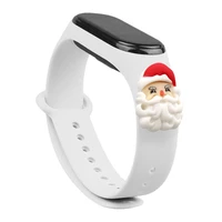 Siksna Xmas Xiaomi Mi Band 3 / 4 Ziemassvētku silikona siksna aproce ar Ziemassvētku vecīti - balta