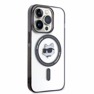 Karl Lagerfeld IML Choupette's Head magnētiskais viedtālruņa apvalks iPhone 15 Pro - caurspīdīgs