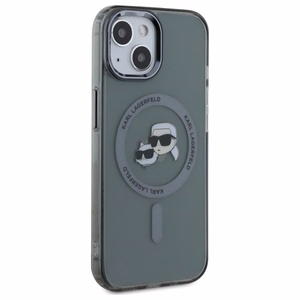 Karl Lagerfeld KLHMP15SHLSKCK iPhone 15 6.1" melns cietais viedtālruņa apvalks IML Metal Karl & Choupette Head Magnētiskais (MagSafe)