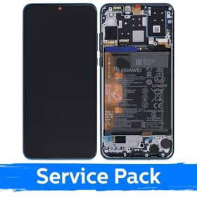 LCD Displejs Saderīgs ar Huawei P30 Lite Ar Frame / Peacock Zils / (Service Pack)