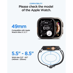 Spigen Lite Fit Pro siksniņa un rūdīta stikla ekrāna aizsargs Apple Watch Ultra 49 mm, melni