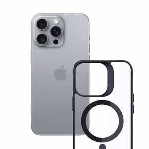 3mk Satīna bruņu Magnētiskais apvalks ar MagSafe iPhone 16 Pro Max - caurspīdīgs ar melnu rāmi