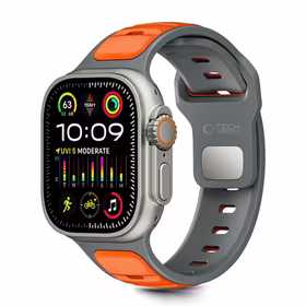 TECH-PROTECT ICONBAND LINE APPLE WATCH 8 / 9 / 10 / 11 / SE / ULTRA (44 / 45 / 46 / 49 MM) pelēks/oranžs