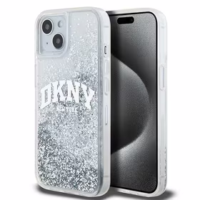 DKNY šķidrā spīduma lielā logotipa viedtālruņa apvalks iPhone 15 / 14 / 13 - balts