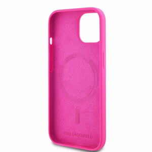 Karl Lagerfeld Silikona Choupette Head Magnētiskais viedtālruņa apvalks iPhone 15 Plus / 14 Plus – rozā