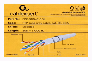 Gembird Cat5e, 305m networking cable pelēks