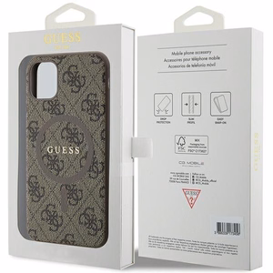 Guess GUHMN61G4GFRW iPhone 11 6.1" / Xr brūns/brūns cietais apvalks 4G kolekcija ādas metāla logotips Magnētiskais