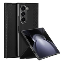 Dux Ducis Brill ādas apvalks Samsung Galaxy Z Fold 6 ar atvārumu un kartes nodalījumu - melns
