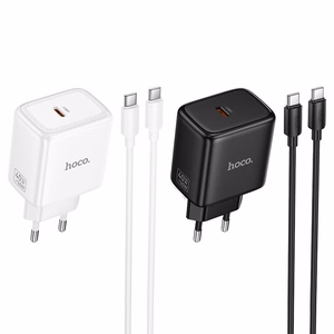 Phone GaN charger Hoco USB C PD AVS 40W max 60W with USB C to USB C cable N83 black