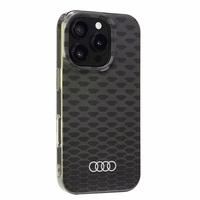 Audi IML Izšuvuma raksts Magnētiskais iPhone 16 Pro 6.3" melns/melns cietais apvalks AU-IMLMIP16P-Q5/D3-BK
