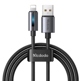 Mcdodo CA-5660 USB-A uz Lightning kabelis ar mirgojošu gaismu 1.2m (melns)