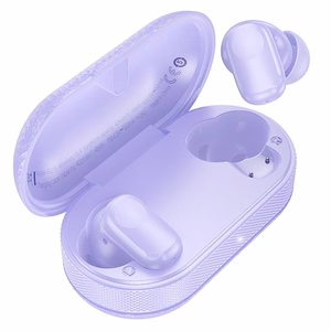 Ultra Clear 1 mm maciņš Słuchawki bezprzewodowe douszne Hoco TWS EQ19 fioletowe, caurspīdīgs