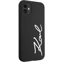 Karl Lagerfeld KLHCN61SKSVGK iPhone 11 / Xr 6.1" melns cietais viedtālruņa apvalks Silikona Paraksts