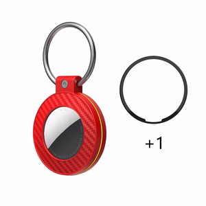 Airtag case with carbon fiber pattern keychain, 4 pcs. - multicolor