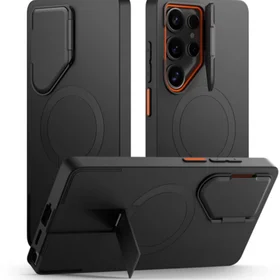 Tech-Protect Kevlar Aura Magnētiskais viedtālruņa apvalks Samsung Galaxy S25 Ultra - melns/oranžs