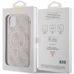 Guess GUHMN61G4GFRP iPhone 11 6.1" / Xr rozā/rozā cietais apvalks 4G kolekcija ādas metāla logotips Magnētiskais