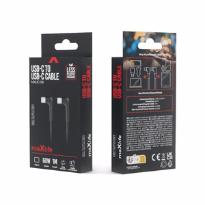 Maxlife MXUC-09 leņķa kabelis USB-C - USB-C 1,0 m 60W melns