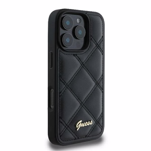 Guess Stepētais Metāla Logotipa viedtālruņa apvalks iPhone 16 Pro Max - melna