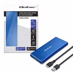 Qoltec 51832 korpuss | M.2 SSD | SATA | NGFF | USB 3.0 | Super speed 5Gb/s | 2TB | zils